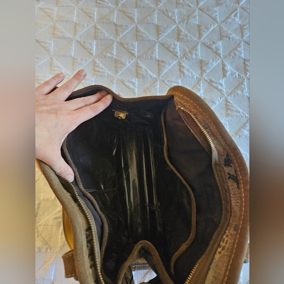 Vintage The French Company Suede Countryside Tapestry Luggage Handbag - Picture 12 of 13